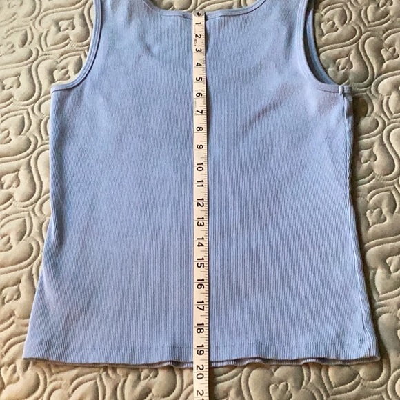 Sleeveless Lauren Ralph Lauren, baby blue Azure, ribbed cotton tank - Picture 6 of 7